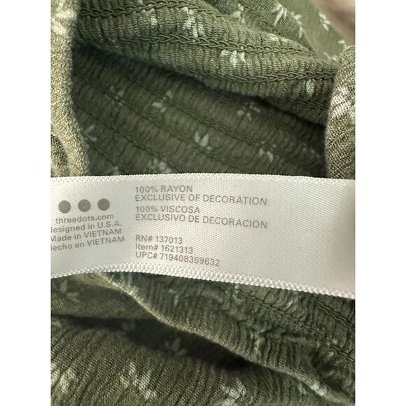 Three Dots Green Floral Wide Leg Flowy Boho Crop Pants Women's Size Medium - Picture 2 of 5